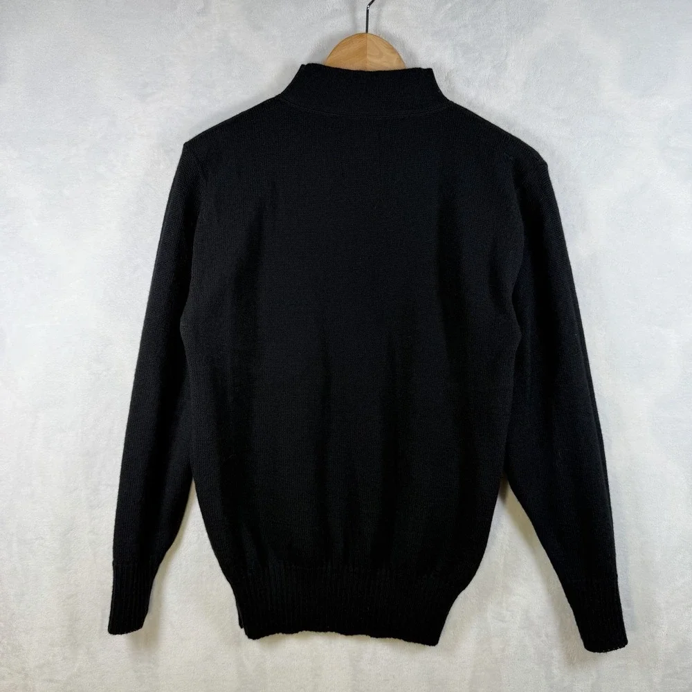 Vintage US Military Wool Mock Neck Sweater Mens Medium Navy Blue Gob Mechanic